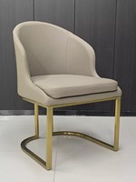 Chaise de salle à manger moderne en acier inoxydable, avec accoudoirs et pieds en métal rembourrés, idéale pour les cafétérias scolaires