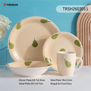 Service de table en porcelaine TRESUN, hôtel-restaurant de luxe, 16 pièces, décor peint à la main avec motif de poires. - Product Image 6