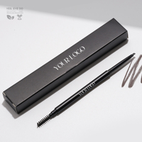 Crayon à sourcils mat longue tenue noir à pointe triangulaire avec brosse pour salon de beauté, vente en gros
