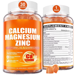 Integratore di Calcio, Magnesio e Zinco in Gommose Vegane Biologiche con Vitamina D3 al Gusto Arancia, Stimolante Immunitario per Adulti, Produzione OEM ODM con Etichetta Privata - Product Image 1