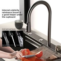 Évier de cuisine grand format à cuve unique en acier inoxydable nano-revêtu, luxe léger, à encastrer sous plan, avec robinet extractible, compatible lave-vaisselle, certifié CE UE