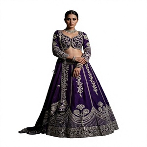 Divyam Creation – Robe de mariée traditionnelle indienne et pakistanaise pour femme, en tulle brodé et gaufré, séchage rapide, extensible, longueur ras du sol - Product Image 1