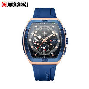 8443 CURREN Men's Quartz Wristwatch Alloy <b>Case</b> Silicone Band Waterproof Chronograph Calendar Sport Business - Product Image 1