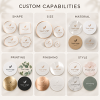 Étiquettes adhésives en PET pour produits de première nécessité en marque blanche, estampage or rose, découpe, étiquettes rondes brillantes transparentes en rouleau