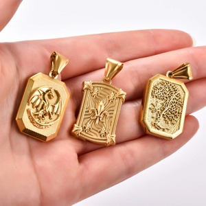 Collier avec pendentifs en alliage plaqué or sur le thème du dragon et de l'arbre, style hip-hop unisexe, bijoux de charme, cadeau - Product Image 5