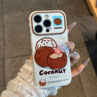 Coque personnalisable en silicone 3D motif banane et noix de coco, antichoc, grande fenêtre, pour iPhone 18 17 Pro Max – Nouvelle collection été, best-seller