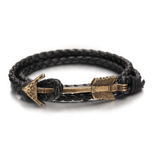 Pulsera de cuero con forma de flecha, chapada en plata antigua, unisex, estilo vintage, regalo - Product Image 2