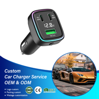 Cargador de Coche Rápido GXY con Doble Puerto USB-C PD, 12-24V, Indicador LED de Voltaje, Ajuste Universal, Cable Retráctil Portátil