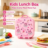 Boîte à bento pour enfants à motif princesse mignon, très vendue, en matériau sûr pour les aliments, compartimentée et portable, pour la maternelle et l'école