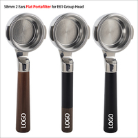Tête de portafiltre sans fond en acier inoxydable 304, 58 mm, 2 oreilles, pour groupes E61 de machines à expresso, nouveau design, poignées de remplacement