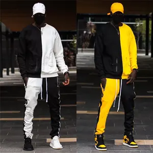 2023 Zweiteiliges Set Jogger Set Anpassen Logo Baumwolle Slim Fit Farb block Trainings anzug Benutzer definierte Herren Kleidung Jogging anzüge Großhandel