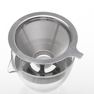 Coador de Café Reutilizável de Aço Inoxidável Pour Over Cone com Malha de Camada Dupla 304 Filtro de Chá Funil de Separação Prata Filtro Cônico - Product Image 3