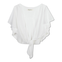 Boléro d'été en mousseline pour femme, manches volantées transparentes, à nouer devant, châle court léger, protection solaire pour robe