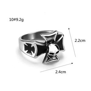 Men's Titanium Steel <b>Ring</b> Cross Skull Design Hip Hop Style Gift Jewelry - Product Image 5