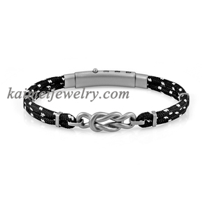 Pulsera <span class=keywords><strong>de</strong></span> Alta Calidad con Nudo Infinito, Brazalete <span class=keywords><strong>de</strong></span> Acero Inoxidable con Cierre Ajustable y Cordón <span class=keywords><strong>de</strong></span> Nailon para Hombre - Product Image 2