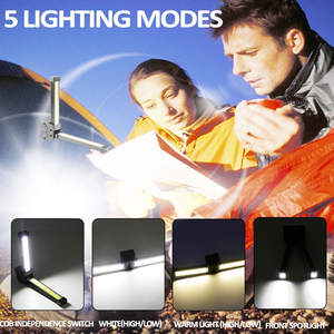 Rechargeable <b>LED</b> Magnetic Multi-Mode Work <b>Light</b> 5 Modes Versatile Foldable With Hanging Hook for Car Repair and <b>Workshop</b> ABS Lam - Product Image 4