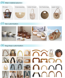 Bolso Bandolera de <span class=keywords><strong>Mujer</strong></span> de Gran Capacidad, Estilo Boho, Ligero, Ecológico, Tejido con Cuerda de Papel, Marco de Hierro en Forma de Media Luna, Hebilla Redonda - Product Image 5