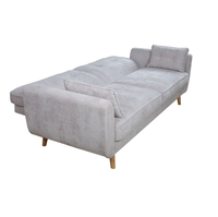 Canapé-lit en tissu gris clair pliable convertible avec pieds en bois pour salon, chambre, appartement, meubles de maison