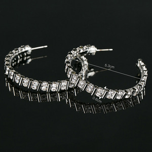 Boucles d'oreilles en forme de C, plaquées argent, en stock, fabrication en usine, <span class=keywords><strong>E334</strong></span> - Product Image 2