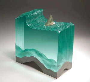 Sculpture créative en cristal glacier, ornement océanique en résine transparente, décoration de sol en fibre de verre cristal platine pour entrée d'hôtel - Product Image 3