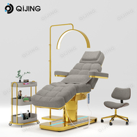 Table de massage électrique moderne pour salon de beauté, lit de luxe avec base dorée réglable, lit de spa médical et cosmétique