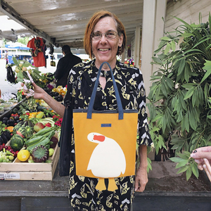 Custom Cartoon Duck <b>Print</b> Cotton Canvas <b>Extra</b> <b>Large</b> School Shoulder Shopper Tote Bag with Cute Feet - Product Image 2