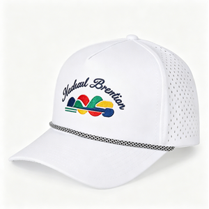 Manufacture Curved Brim Quick Dry Custom Golf Cap 6 Panel Laser Cut Hole Baseball Hat Sports Hat - Product Image 3