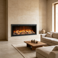 Cheminée électrique encastrable en métal pour extérieur de 28 pouces avec effet de flamme 2D, montage mural, télécommande, économie d'énergie