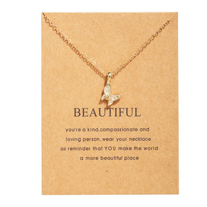 Collar <span class=keywords><strong>de</strong></span> Moda Vintage con Colgante <span class=keywords><strong>de</strong></span> Doble Círculo y Mariposa, Cadena Delgada, para Mujeres y Niñas - Product Image 1