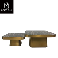 Meubles de salon modernes européens Table basse centrale en marbre en acier inoxydable