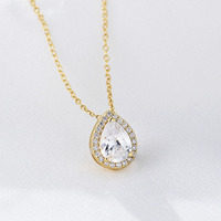 Collier minimaliste en argent 925 avec pendentif goutte d'eau en zircon cubique fin pour femmes