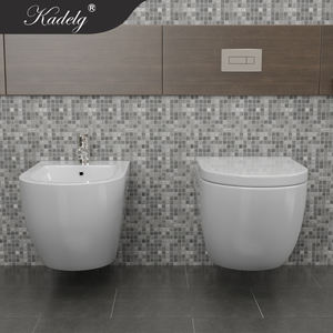 Inodoro Suspendido <span class=keywords><strong>con</strong></span> Bidé, de Una Pieza, <span class=keywords><strong>con</strong></span> Cisterna Empotrada, Asiento <span class=keywords><strong>con</strong></span> Tapa de Cierre Suave, Descarga de 3/6L, Sifón en P, Set de Baño - Product Image 2