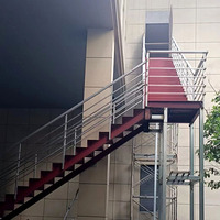 Escalier en acier en L pour hôtel, personnalisé, extérieur, moderne, minimaliste, pour usine, escalier public, soudé