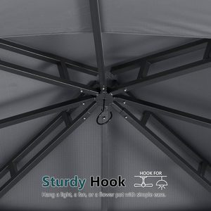 Pergola et tonnelle de jardin Eurogarden "Berlino" en acier gris 3x3 m avec double toit - Product Image 4