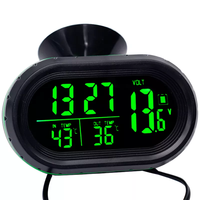 Termometer Mobil Digital, Voltmeter Baterai Mobil, Pengukur Tegangan, Monitor, 12V/24V, Jam Bercahaya, Peringatan Beku