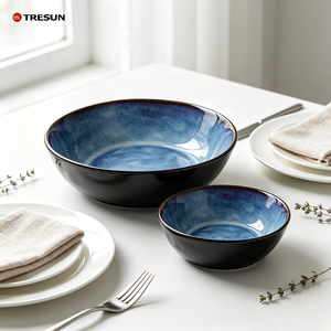 ชามเซรามิกเคลือบสีฟ้า TRESUN สไตล์เรียบง่าย ชามเสิร์ฟอาหารหลายขนาด สำหรับใช้ในครัว ร้านอาหาร และบนโต๊ะอาหาร - Product Image 2