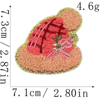 Patch brodé en chenille avec bordure pailletée rose mignon, motif Père Noël, thermocollant/autocollant, pour décoration