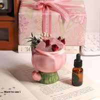 Diffuseur de parfum en pierre de cristal de tulipe avec fleurs séchées de rose pour une air frais et parfumé pendant 4 à 12 heures – Cadeau féminin pour la meilleure amie à l'occasion d'un anniversaire