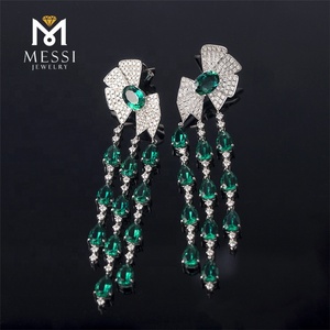 Messi Jewelry butterfly Knot <strong>Drop</strong> <strong>Earring</strong> With Tear Shape <strong>Emerald</strong> Tassel <strong>Earring</strong> Woman Luxury Wedding <strong>Emerald</strong> Jewelry - Product Image 6
