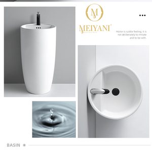 Lavabo a Colonna Moderno Monoblocco Forma Rotonda Lavandini <span class=keywords><strong>da</strong></span> Bagno Colorati Facili <span class=keywords><strong>da</strong></span> Pulire Lavabo Autoportante - Product Image 5