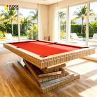 Table de billard américain de luxe standard américain à 9 boules avec pieds en bois massif et plateau en pierre avec éclairage LED, accessoires de snooker