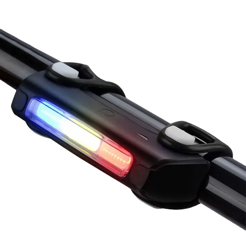 Bright Waterproof Bicycle Tail light 7 Modes Riding at Night 3 Color Warning Light USB Charging Rear Bikes With COB Beads