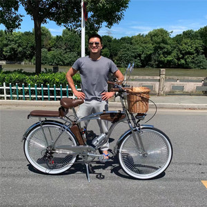 Vintage 26 pulgadas Euro-American 7 Speed Beach Cruiser Bike 140 Spoke Dual Shock Absorbing Chrome V Pedal de freno tipo Ordinary V - Product Image 1