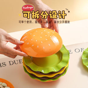 ชุดจานชามแฮมเบอร์เกอร์แบบพกพา สีสันตัดกัน สำหรับรับประทานอาหารที่บ้าน ชุดจานเสิร์ฟอาหาร รุ่น Hy 0315 - Product Image 3