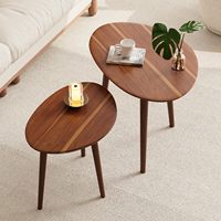 Ensemble de tables basses gigognes ovales en bois d'acacia, design moderne du milieu du siècle, pour salon et bureau, montage facile