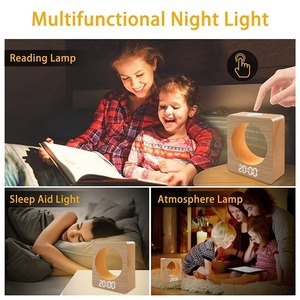 Réveil numérique en bois avec logo personnalisé, lumière LED, affichage de la température, 3 modes d'alarme pour la maison et la chambre - Product Image 5