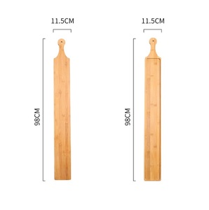 Plateau en bambou long personnalisable avec poignée, plateau de service pour viande et fondue - Product Image 3