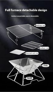 Estufa de Leña Plegable Moderna para Exteriores, Parrilla de Acero Inoxidable con Mesa de Combustión para Acampar y Asar al Aire Libre - Product Image 3