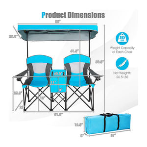 เก้าอี้ตกปลาชายหาดพับได้2คนพร้อมหลังคาสไตล์ทันสมัยกลางแจ้งแคมป์ปิ้งคู่ดวงจันทร์สำหรับใช้ในร่ม - Product Image 6