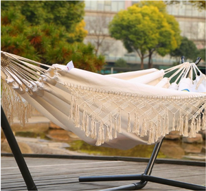 <span class=keywords><strong>Hamaca</strong></span> Doble <span class=keywords><strong>de</strong></span> Lona para Acampar al Aire Libre con Borlas, Cuerda y Palo, Capacidad <span class=keywords><strong>de</strong></span> Peso <span class=keywords><strong>de</strong></span> 150 kg, para Adultos - Product Image 5